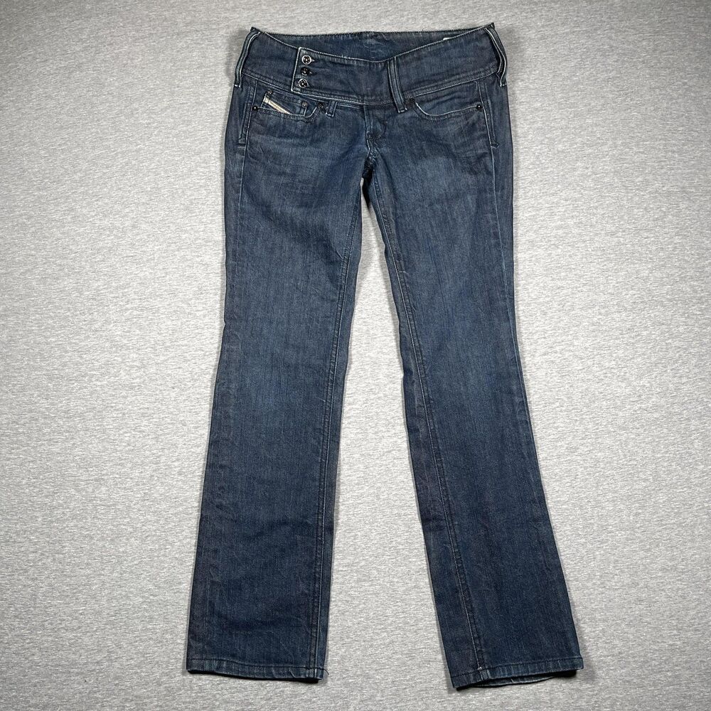 Diesel Cherock Jeans Womens 29 Blue Bootcut Mid Rise Stretch Italy Button Fly